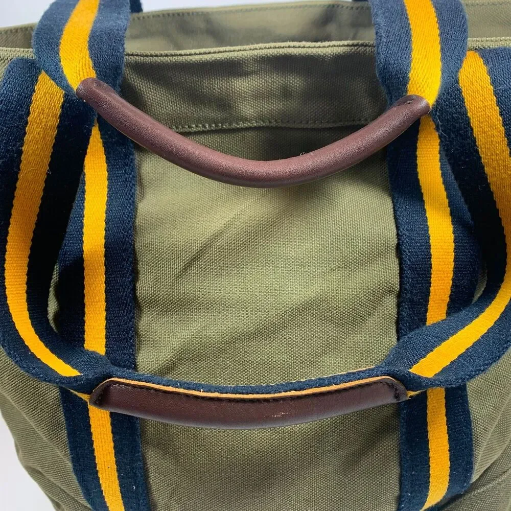 Vintage 90s Polo Ralph Lauren Canvas Tote Bag Green Big Pony Travel Duffel